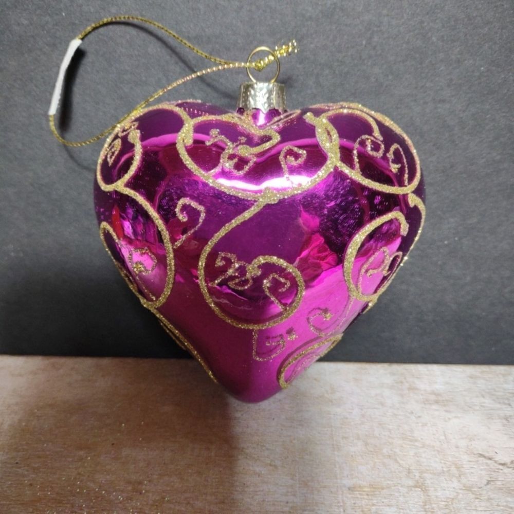 👍 German Glass Heart Ornament. Ch1